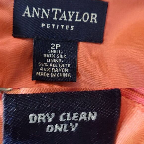 Ann Taylor Petites Iridescent Pink Silk Cocktail Dress 2P Sleeveless Tea Sheath - Picture 2 of 11